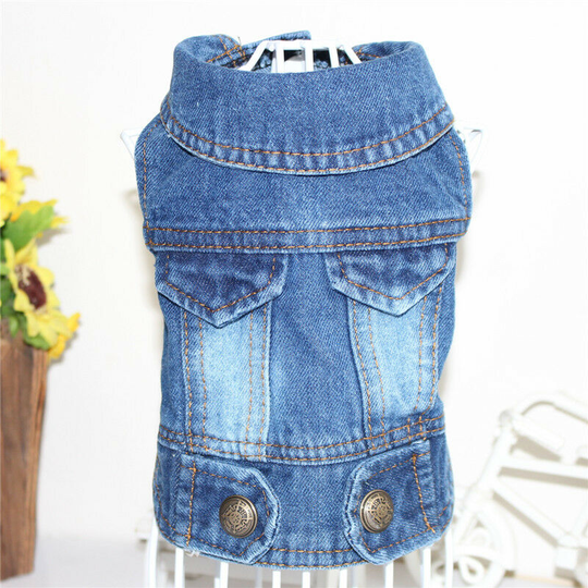 Benobby Kids - m size without double cover vest dog hole bearded edge denim bottom shirt blue denim bottom shirt pet shirt cool boys and girls jacket