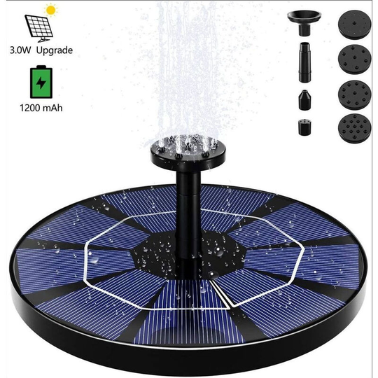 Floating outer solar fountain, solar pump with 6 nozzles for bird bath aquarium garden fountain