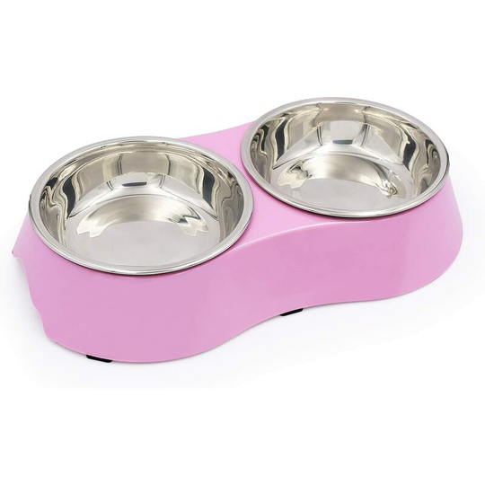 Stainless Steel Pet Bowl,Double Small Dog Bowl with Non-Skid Rubber Feet, Food Water Dish Feeder for Dogs Cats and Pets l - Langray