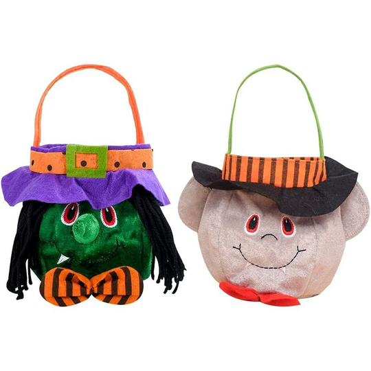 Betterlifegb - Halloween candy bag 2pcs, Trick Gold Treat Bags Sustainable Pumpkin Candy Bags, Halloween Party Supplies, Kids Backs Goodie Bags,