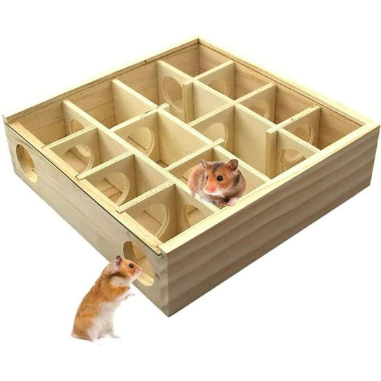 Wooden Hamster Maze Fun Hamster Tunnel Toys Small Animal Cage for Hamsters, Mice, Other Small Animals
