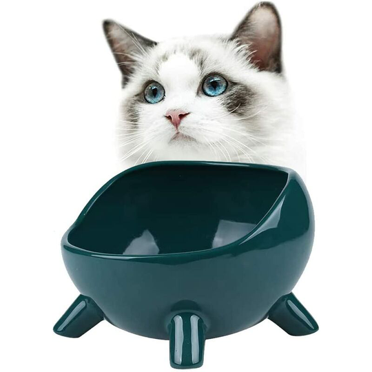 Monly - Elevated Ceramic Cat Bowl, Ceramic Cat Bowl, Non-Slip Cat Bowl, Non-Slip Cat Bowl, for Adult Cat Kitten for Food Water (Emerald Green)