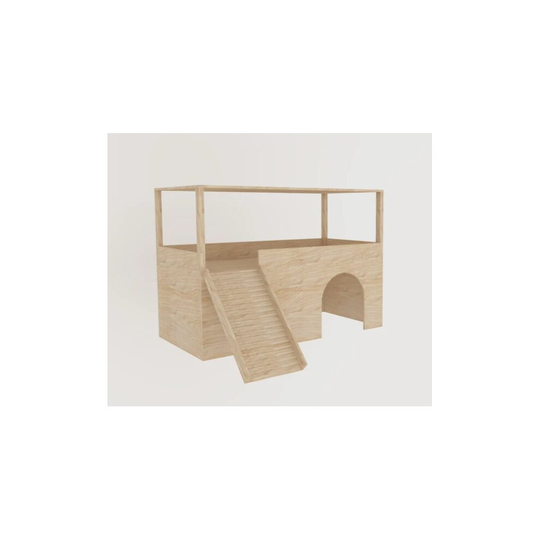 Two Tiered 1 Entrance Guinea Pig House With Roof with steps