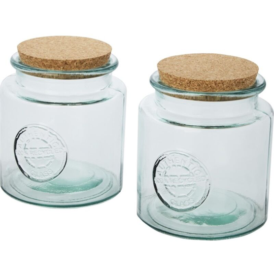 Aire 1.5L Recycled Glass Food Container Set (Pack of 2) (One Size) (Clear) - Clear - Authentic