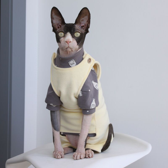 Sphinx hairless cat fall and winter warm clothes pet cat Devon padded thickening carrier jumpsuit m size (chest 35', neck 21', abdomen 36 coat length