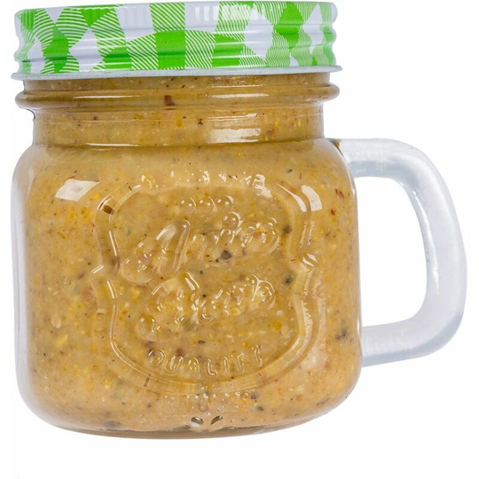 Homescapes - Peanut Butter Bird Feeder in Glass Jar, Green - Green