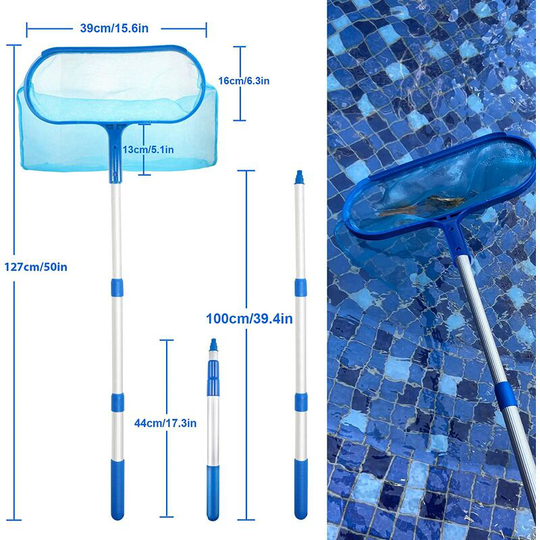 Perle Rare - Swimming Net, Swimming Pool Skimmer with 90cm Aluminum Telescopic Pole for Swimming Pools, Ponds, Aquariums, Spas, Fountains, Ponds