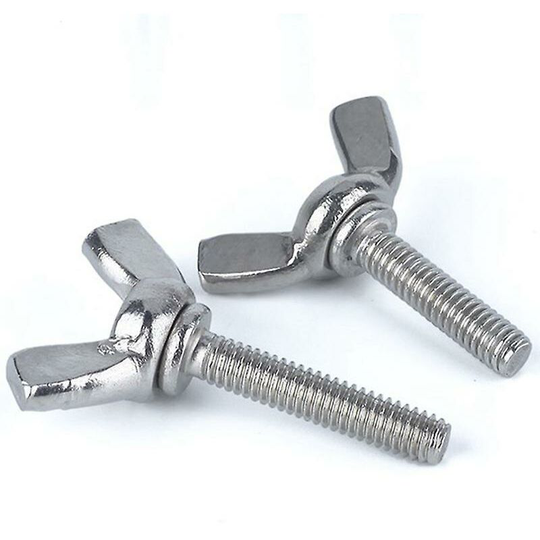 Auspicious-25pcs M6*25mm Wing Nut Thumb Screw with Bolt Metric Stainless Steel 201 Butterfly Wing Screw Fastener Hand Screw