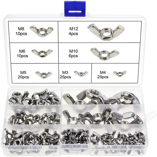 Thsinde - 100 Pieces Wing Nuts, Wing Nuts, Wing Nuts Wing Nuts Stainless Steel M3 M4 M5 M6 M8 M10 M12