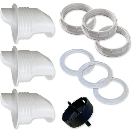 DIY Port 3-Port PVC Chicken Feeder and Hole Saw - Use for Buckets, Barrels, Bins, Bins - Rainproof, Weatherproof, Waste-Free