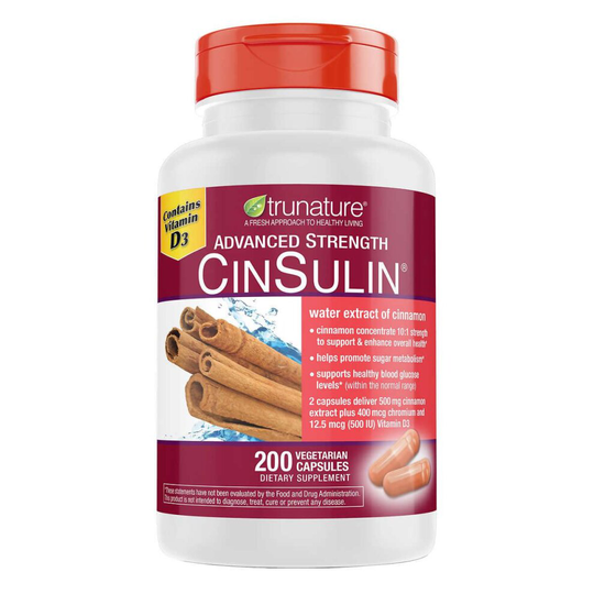 Trunature Advanced Strength Cinsulin, Water Extract of Cinnamon, 200 Vegetarian Capsules