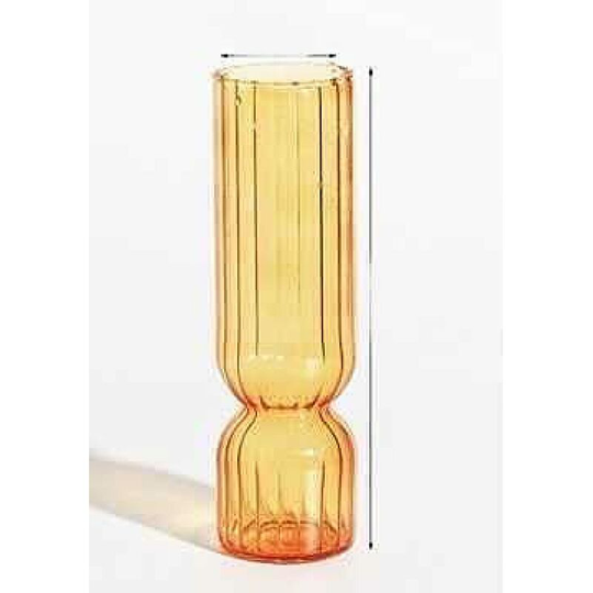Pesce - Glass Ornaments Decorative Colored Striped Glass Vase (Orange)-Orange