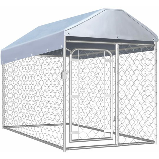 Outdoor Dog Kennel with Roof 200x100x125 cm Vidaxl Silver