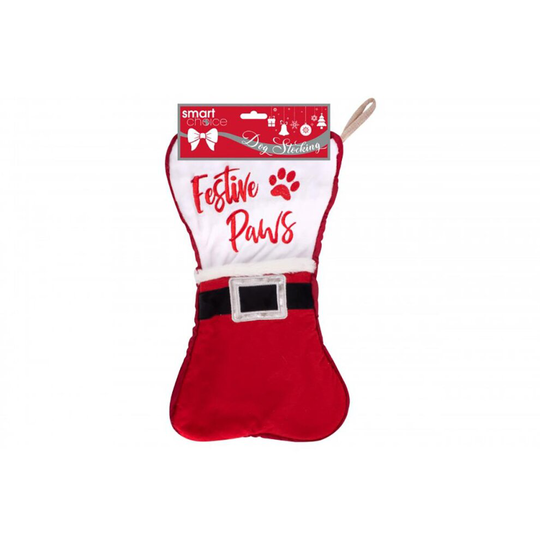 Plush Christmas Dog Stocking Toys Pet Gift Red Santa Bone Treats