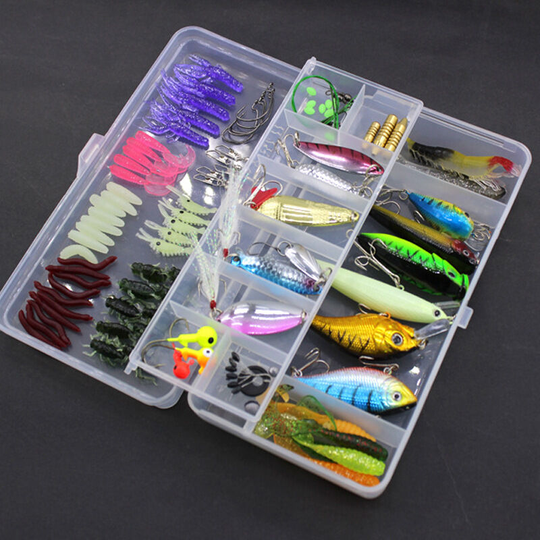 Luya bait set freshwater Mino VIB sequin soft bait Luya fake bait set fishing gear bait can be seawater 101 piece set