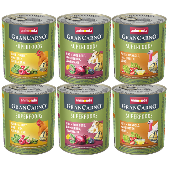 Animonda GranCarno Superfoods Adult Mixed Pack - 6 x 800g