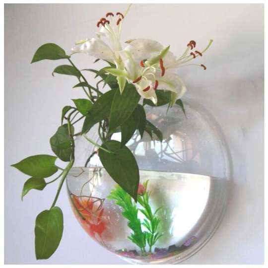 Wall-mounted aquarium wall mounted flower pot flower plexiglas acrylic creative wall gold fish tank