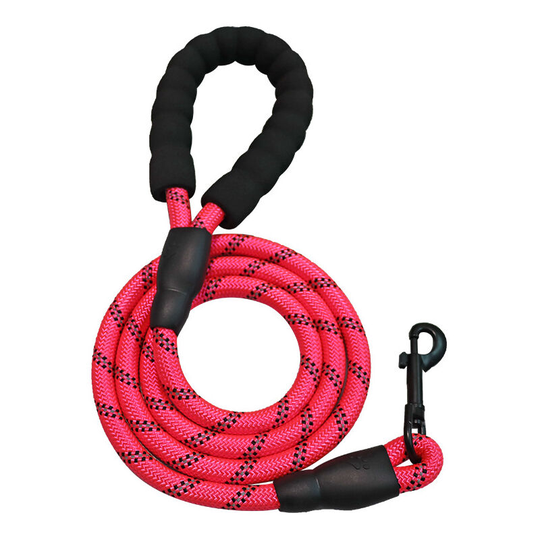Home Dog Leash 1.6m, Leash with Comfortable Sponge Padded Handle and Reflective Threads, Small, Medium and Large Size Dogs - Pink