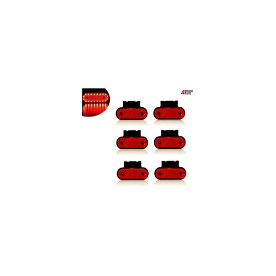 Six 12v Led Clearance Red Rear Marker Reflector Lights Position Inlc. Brackets
