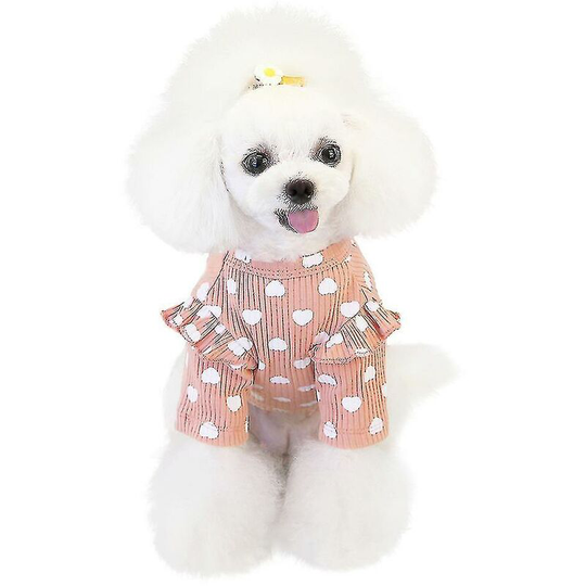Deckon - Pet Clothes Autumn Winter Winter Pet Clothes Love Bottoming Shirt - Pink xxl