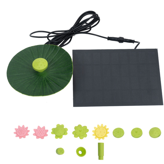 Solar Fountain with Fake Lotus Leaf 9 Nozzles Summer Flower Shaped Water Pump with Separate Solar Panel Garden Pond Fountain Water Pump for Bird Bath