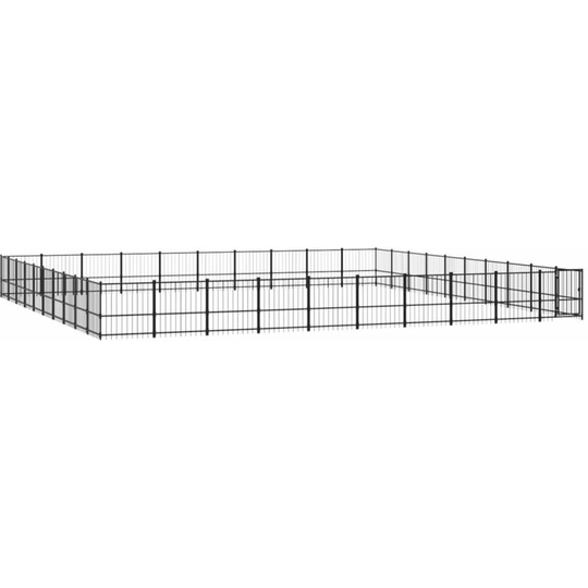 Outdoor Dog Kennel Steel 94.09 m² Vidaxl Black