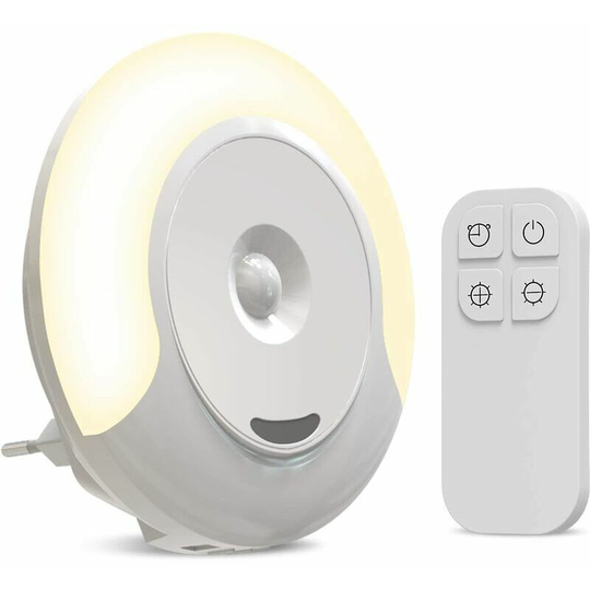 Children's Night Light, Baby Timing Bedside Lamp, Remote Control Electric Outlet Wall Sconce with 11 Brightness Levels Night Lamp for Kid's Room and