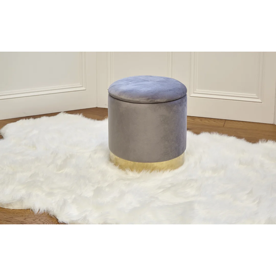 Lachlan 38Cm Wide Velvet Round Storage Ottoman