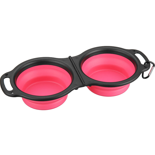 Dog Cat Portable Pet Bowl Food Water Collapsible Dish Bowl Red