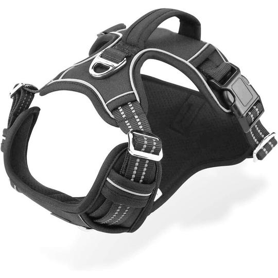 Denuotop - Anti Traction Dog Harness, Dog Harness Large Medium Adjustable Reflective Dog Vest with Breathable Handle Chest Harness Sport Non-Traction