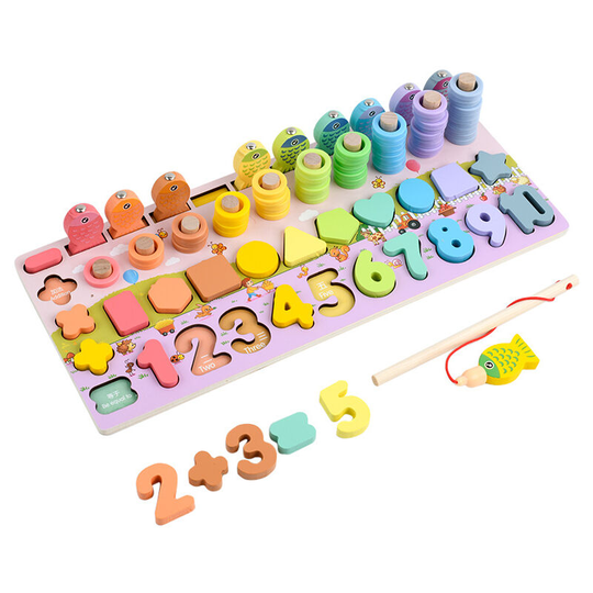 Ilovemilan - Montessori Children's Toys Wooden Number Block Math Counting Shape Classification Jigsaw Puzzle Board Early Childhood Education Learning