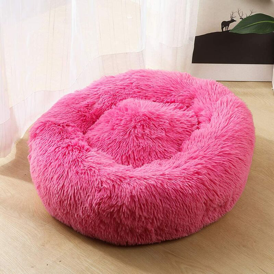 Round Dog and Cat Basket Soft and Comfortable Plush Donut Cat Soft Warm Puppy Bed for Winter Sleeping 40cm