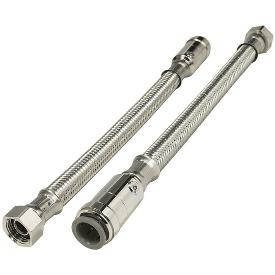 John Guest Speedfit - Speedfit 15mm x 1/2'' 300mm Union Nut Braided Flexi Hose With Service Valve - n/a