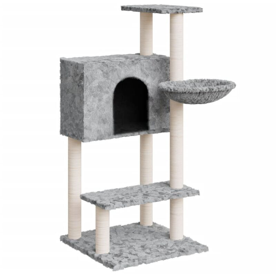 Cat Tree with Sisal Scratching Posts Light Grey 108.5 cm Vidaxl Grey