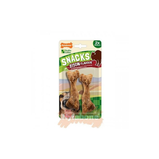 Nylabone - Bison Flavoured Dog Snacks/Treats (Pack Of 2) (Medium) (May Vary) - May Vary