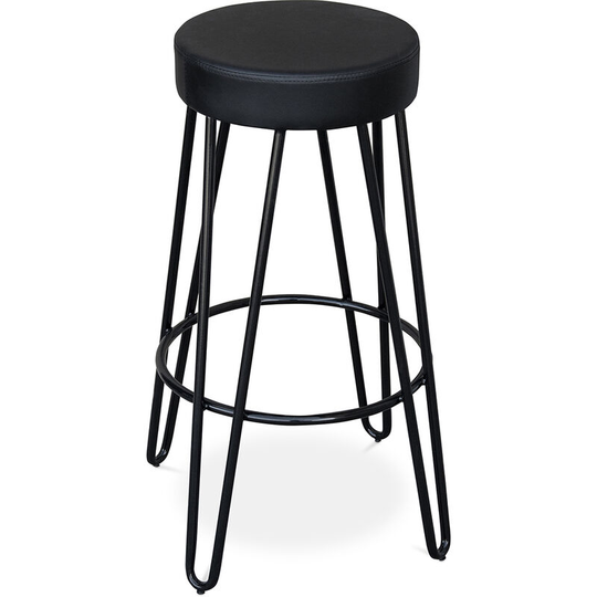 Industrial Bar Stool 80 cm - Elan Black Steel, Imitation Leather - Black
