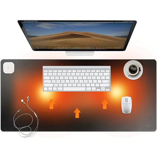Multi-Purpose Heating Pad, Warm Desk Mat, 3 Speed Touch Control, Large Waterproof Heated Mouse Pad, Desk Protector, Auto Shut Off, 80 x 33cm