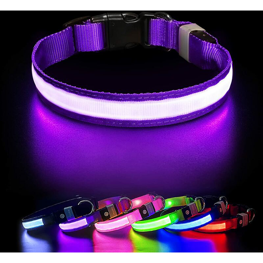 Usb Rechargeable Dog Light Up Collar 7 Color led Dog Collar Waterproof Light Up Safety Waterproof Dog Collar with Adjustable for Small/Medium/Large