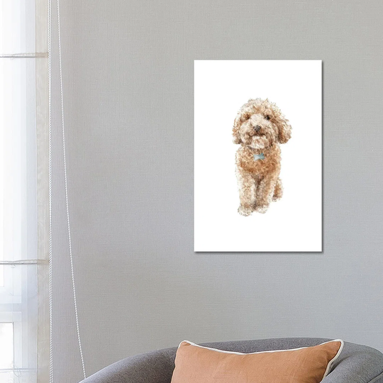 Apricot the Happy Poodle Puppy by Wandering Laur - Wrapped Canvas Painting