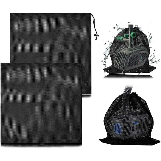 Tinor - 2 Pieces Pump Mesh Bag, Mesh Water Pump Filter Bag, Pump Barrier Bag, Pump Protection Bag, With Drawstring For Biological Pond Filters (45 x