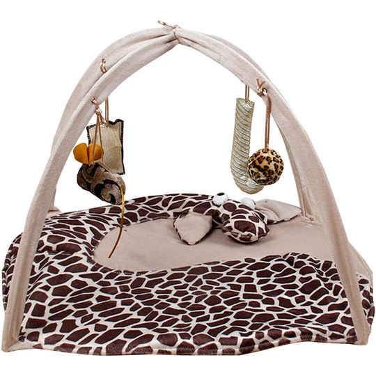 Cat Play Mat with Hang Pendant Pet Bed Cat Tent with Activity Center Anti-Slip Bottom