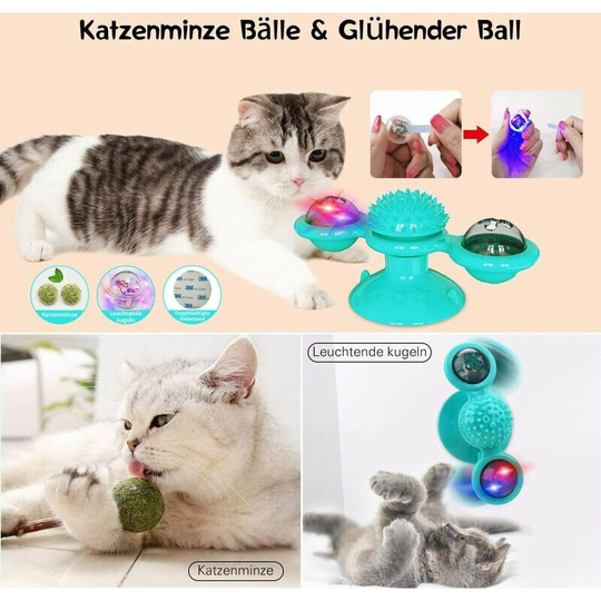 Cat toys - Turn the pane - with cat grass and incandescent lamps - Interactive cat toys - cat toys