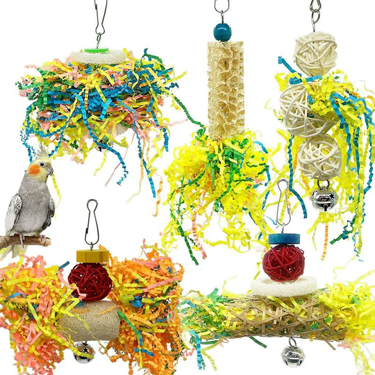Thsinde - Bird Parrots Shredding Toys Parakeet Chewing Toys Bird Parrot Cage Toys Bird Foraging Hanging Toys Bird Accessories For Parrots Lovebird