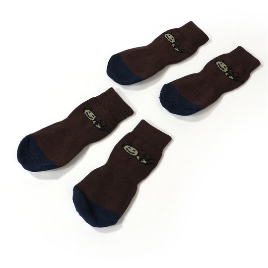 Non-Slip Dog and Cat Socks - Protect Pets Paws and Indoor Floors with Rubber Pads for Small or Large Dogs and Cats, Coffee Color, 2XL.