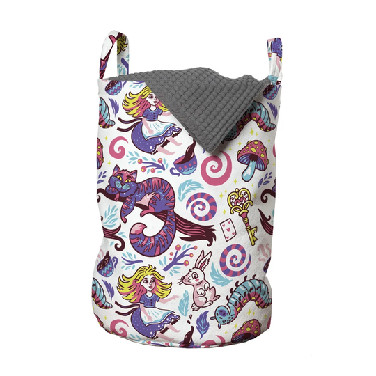 Fantasy World Concept Hand-Drawn Caterpillar Cat Rabbit Laundry Bag