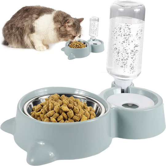 Double cat bowl, cat bowl, automatic double bowl cat bowl, kitten bowl, double bowl feeder for cats and small dogs