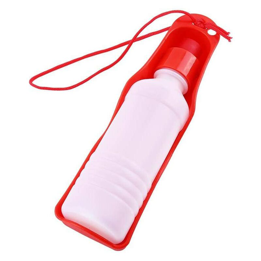 250ml/500ml Water Bottle with Bottle Portable Water Dispenser Plastic Travel Water Bottle for Dog Puppy Cat (Red 250ml)