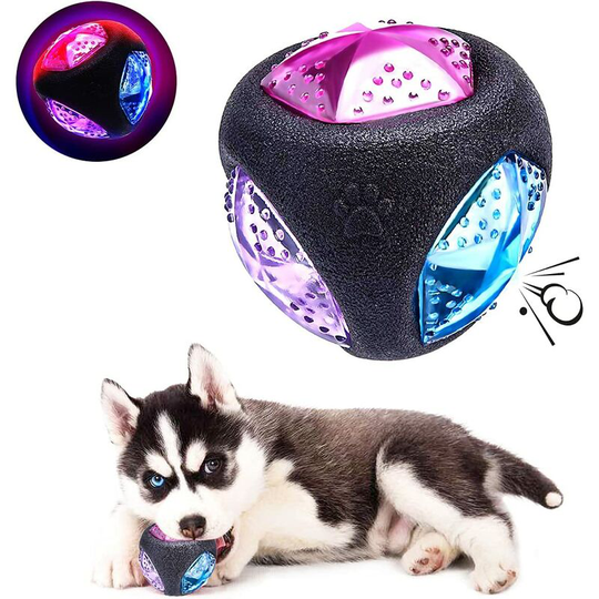 Elastic Dog Ball led Flash Bouncing Ball Light Up Dog Toy Interactive Dog Ball