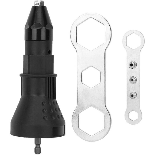 Electric Rivet Gun, Professional Riveter Gun Cordless Electric Drill Rivet Adapter, Rivet Gun Nut Installer Kit Designed for Rivets (Black)
