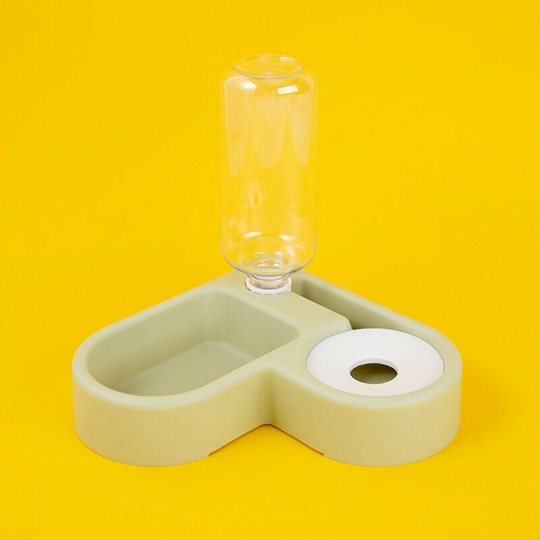 Dispenser 2 in 1 Fountain Automatic Pet Fountain Anti-Overflow Water and Food Plaster for Cat/Dog Shells Drinking Pt Bowl (Green)